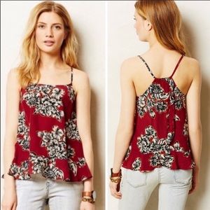 Maeve Zabella Floral Ruffle Silk Tank Top Blouse 8